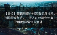 【震惊】蘑菇影视在线观看深度揭秘：丑闻风波背后，主持人在公司会议室的角色异常令人意外