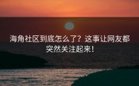 海角社区到底怎么了？这事让网友都突然关注起来！