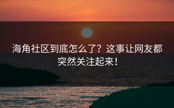 海角社区到底怎么了？这事让网友都突然关注起来！