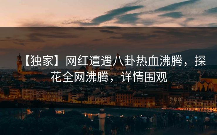 【独家】网红遭遇八卦热血沸腾，探花全网沸腾，详情围观