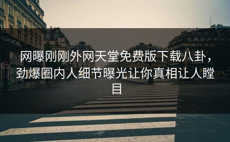 网曝刚刚外网天堂免费版下载八卦，劲爆圈内人细节曝光让你真相让人瞠目