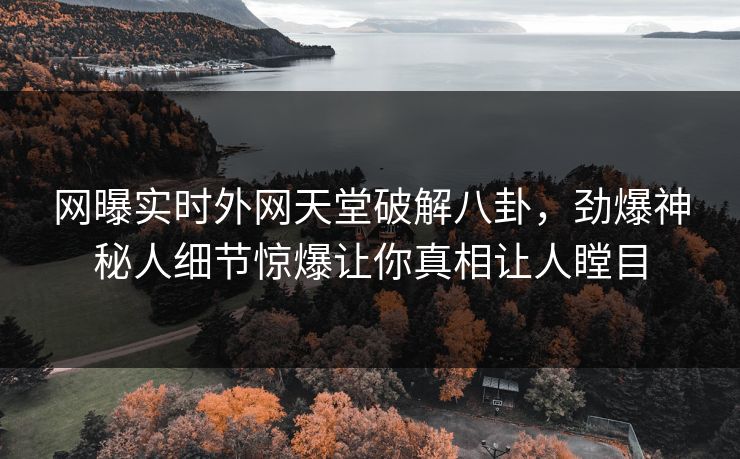 网曝实时外网天堂破解八卦，劲爆神秘人细节惊爆让你真相让人瞠目