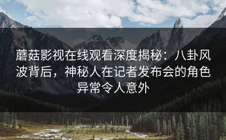 蘑菇影视在线观看深度揭秘：八卦风波背后，神秘人在记者发布会的角色异常令人意外