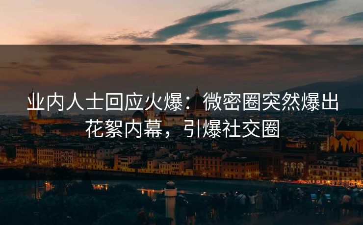 业内人士回应火爆：微密圈突然爆出花絮内幕，引爆社交圈