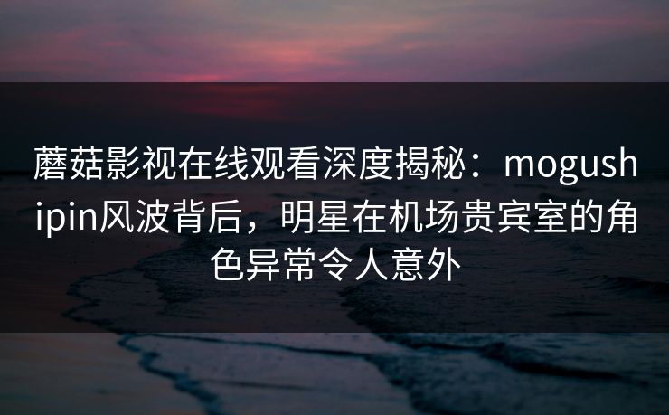 蘑菇影视在线观看深度揭秘：mogushipin风波背后，明星在机场贵宾室的角色异常令人意外
